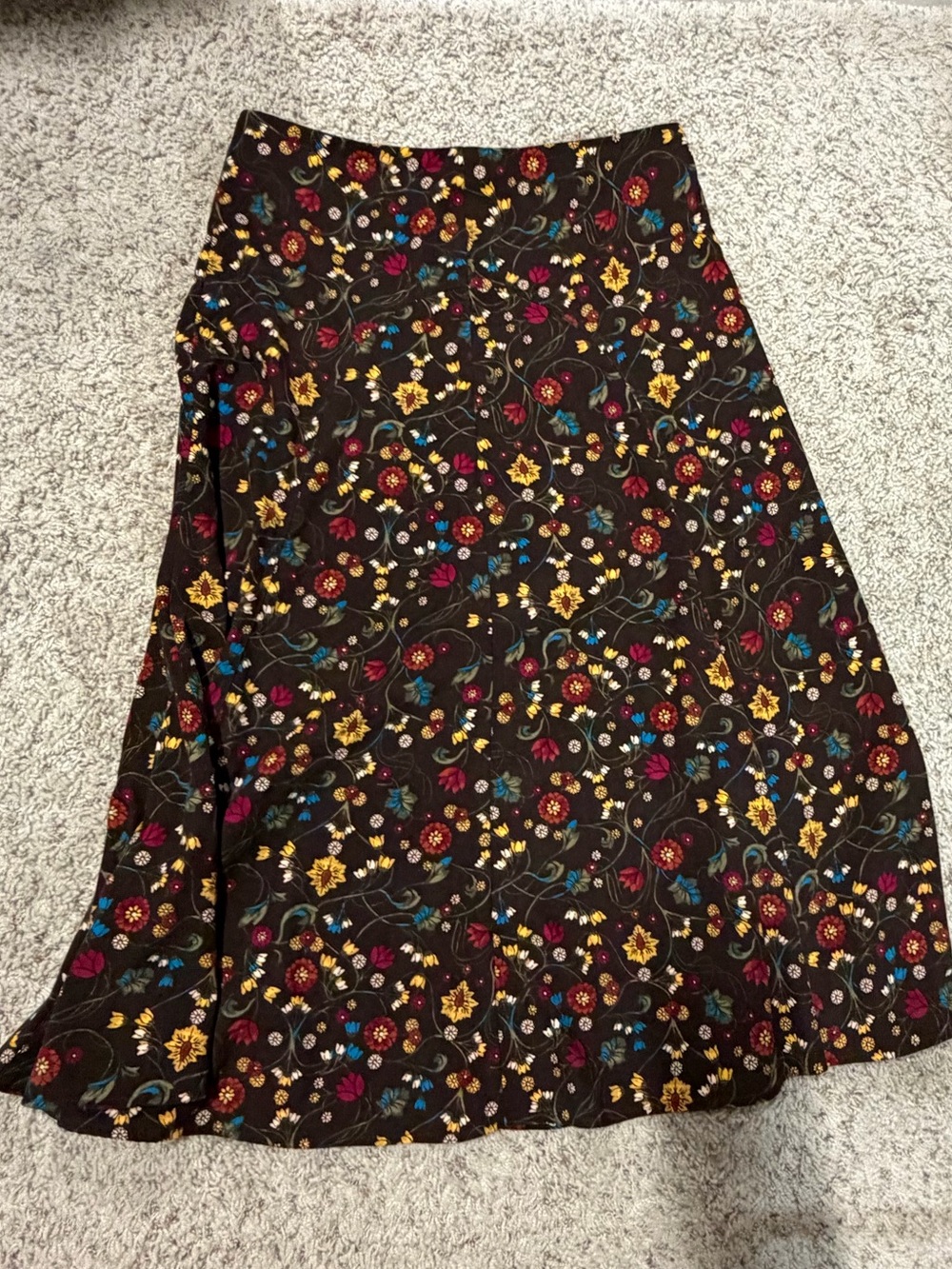Christopher & Banks Size 10 Brown Midi/Maxi Skirt with Multicolor Flowers